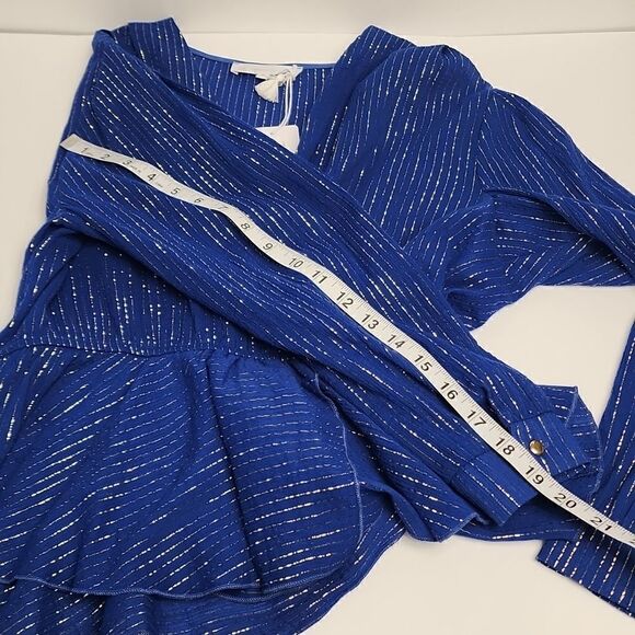 Corey Lynn Calter Amari Top Size Small Royal Blue With Gold Accent High Low - Picture 10 of 14